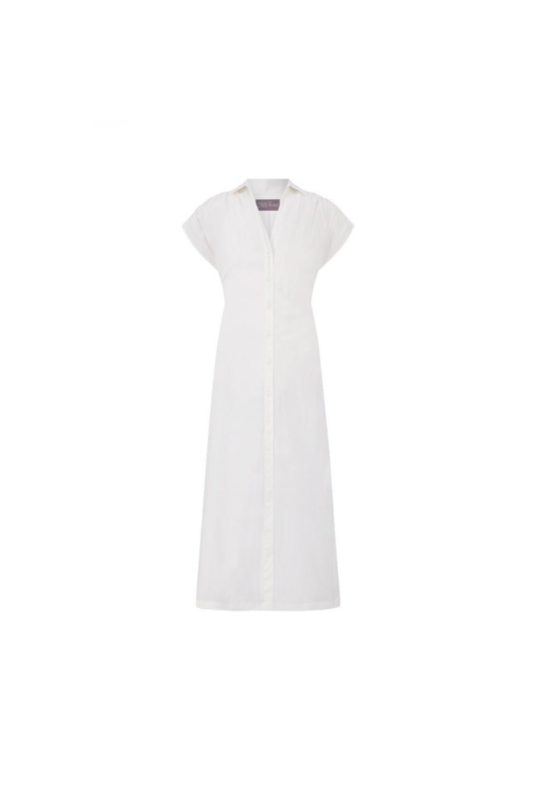 Lela Rose Cotton Poplin Tie Waist Dress - White