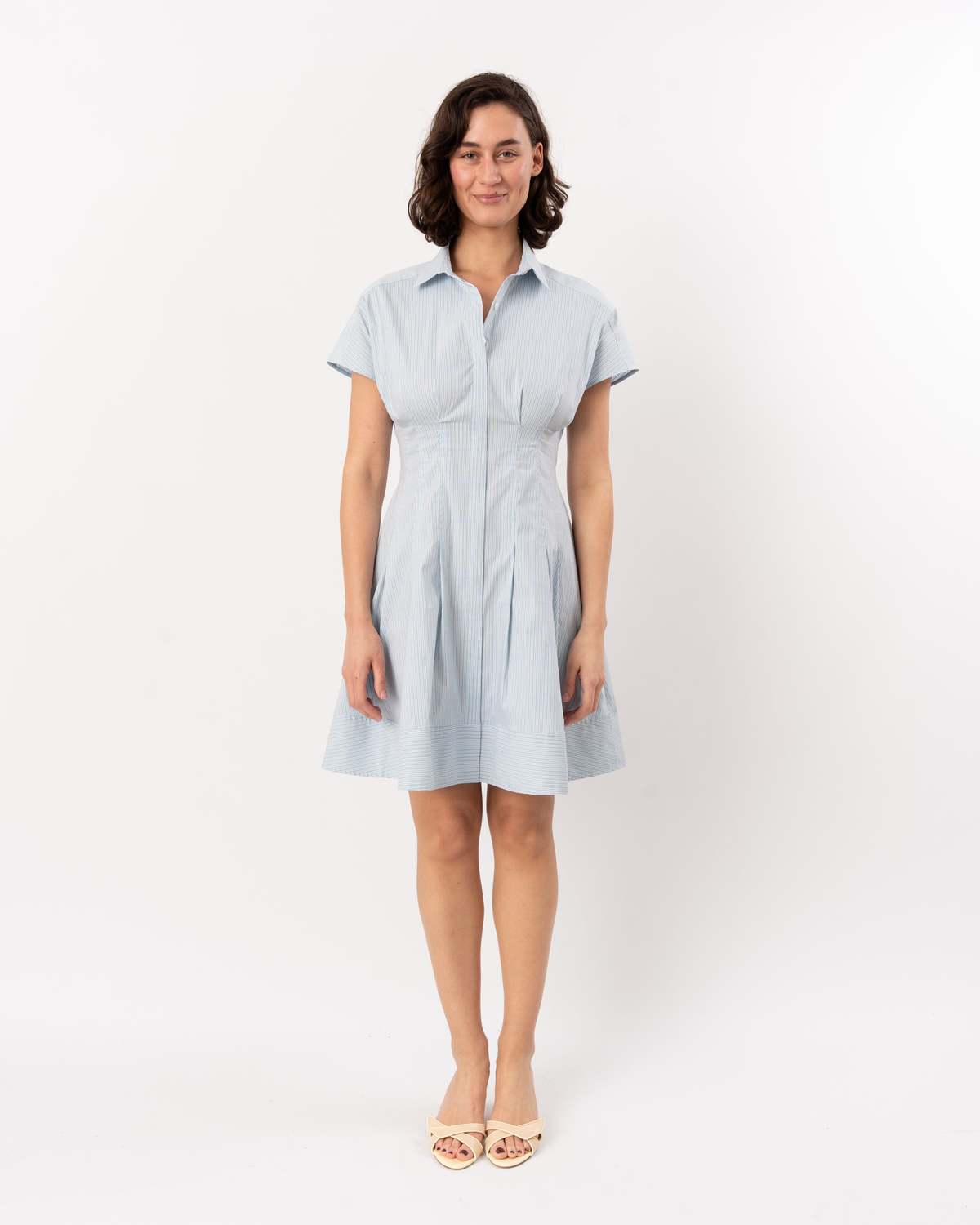 Lela Rose Striped Cotton Poplin Short Dress - Oxford - Image 2 of 7