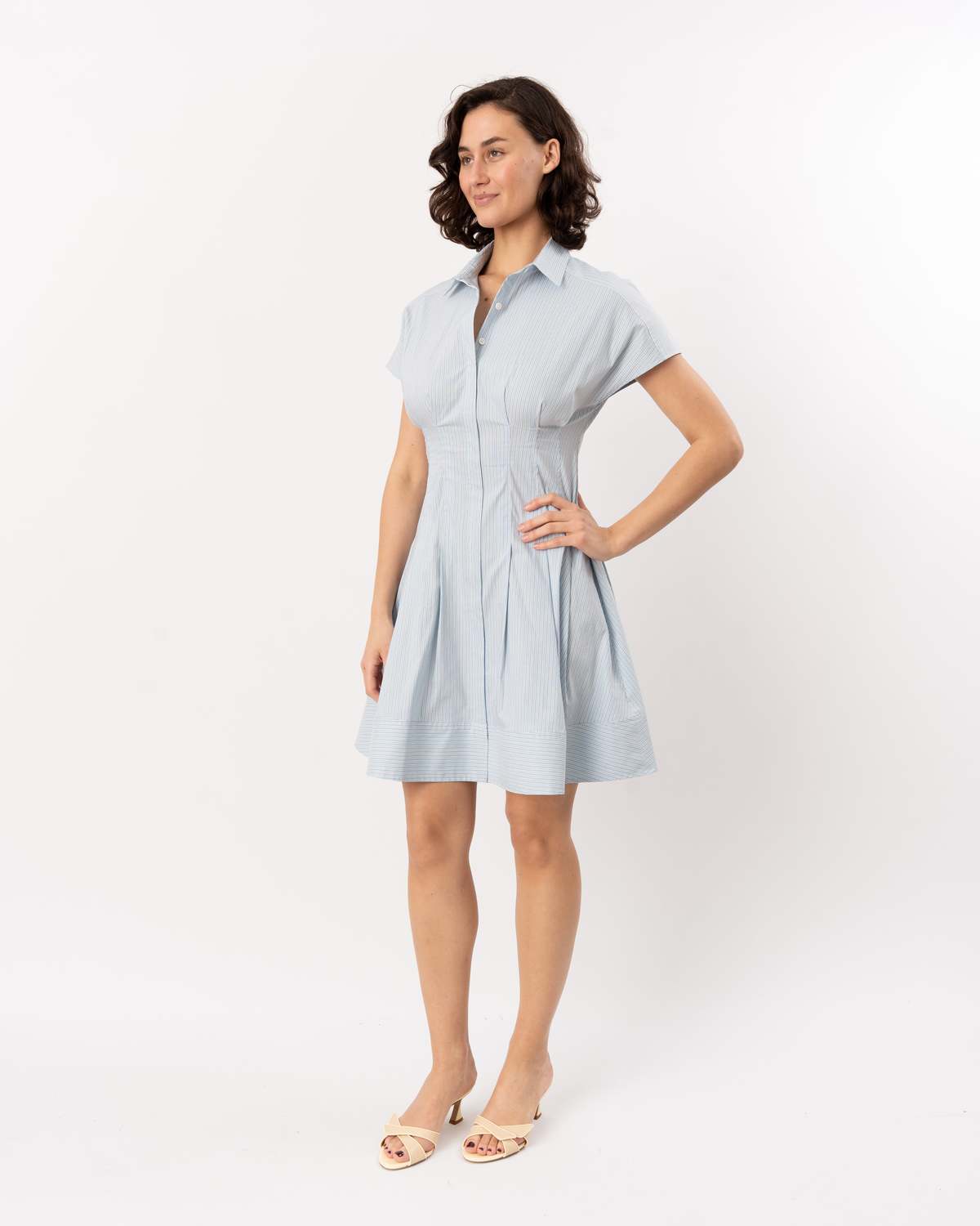 Lela Rose Striped Cotton Poplin Short Dress - Oxford - Image 3 of 7