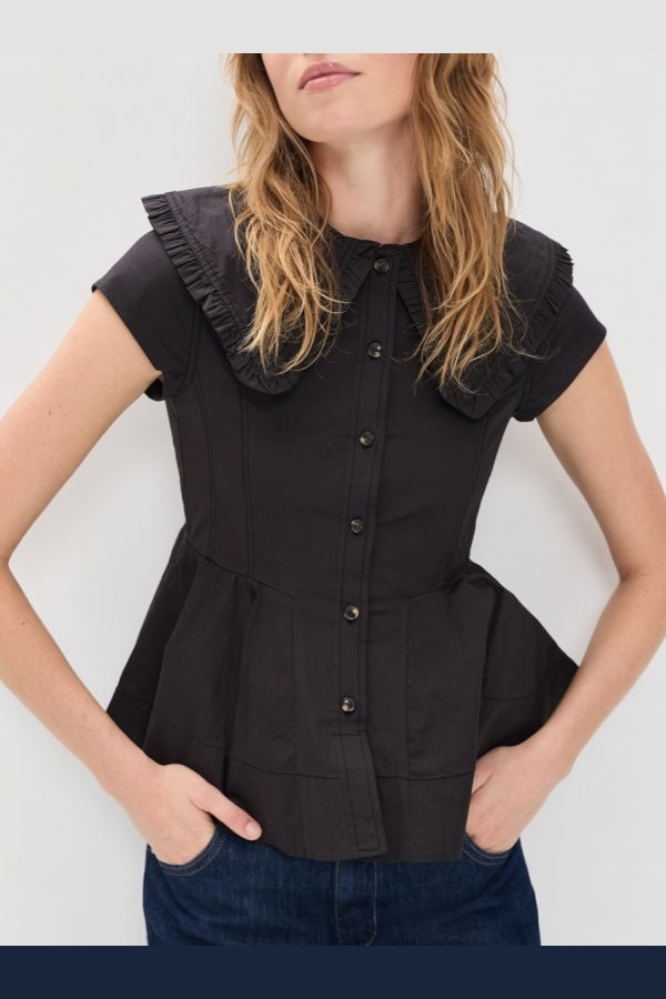 Ganni Cotton Peter Pan Collar Shirt