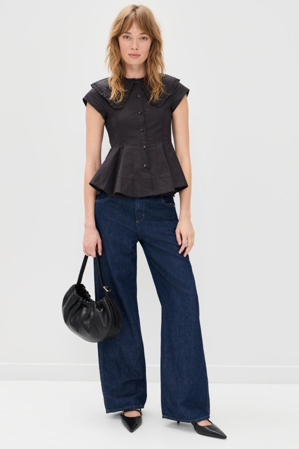 Ganni Cotton Peter Pan Collar Shirt