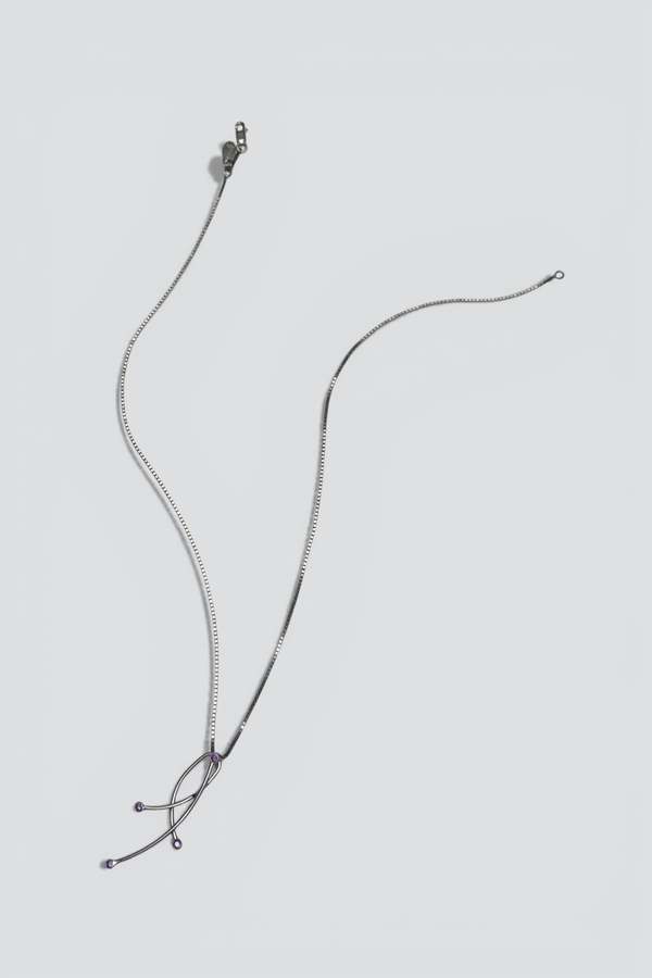 Vintage Amethyst Dot Lines Pendant Necklace - Sterling Silver