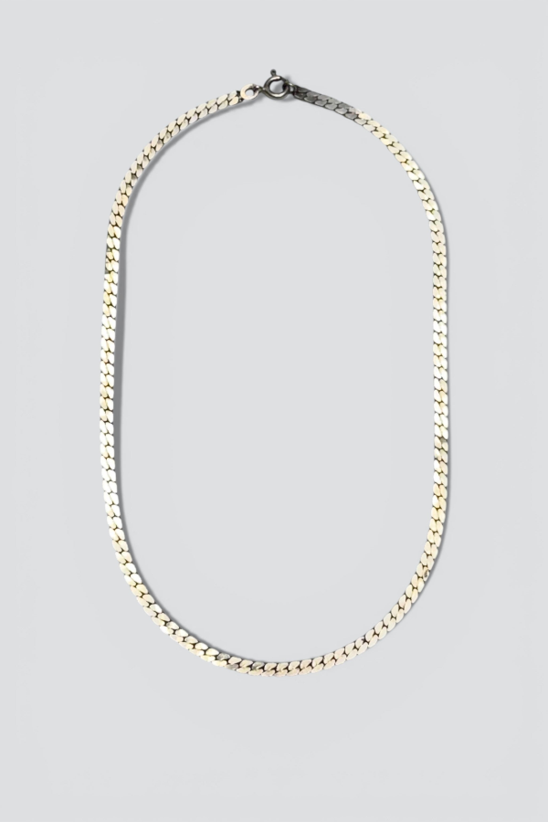 Flat Curb Link Necklace - Sterling Silver