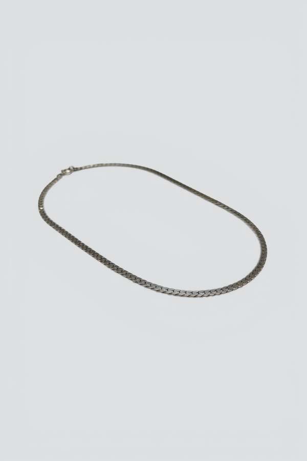 Flat Curb Link Necklace - Sterling Silver