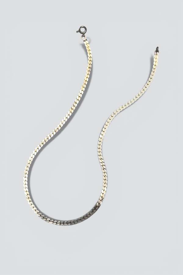 Flat Curb Link Necklace - Sterling Silver