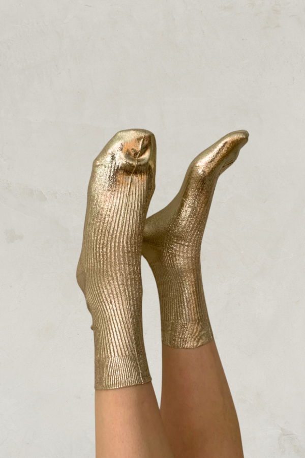 Maria La Rosa Silk Socks - Platino Foil