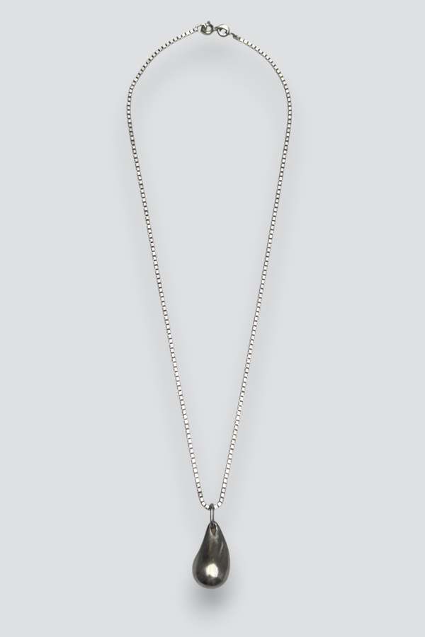 Heavy Teardrop Pendant Necklace - Sterling Silver