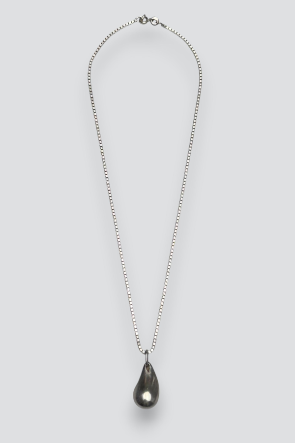 Heavy Teardrop Pendant Necklace - Sterling Silver