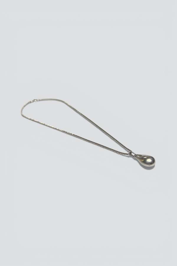 Heavy Teardrop Pendant Necklace - Sterling Silver