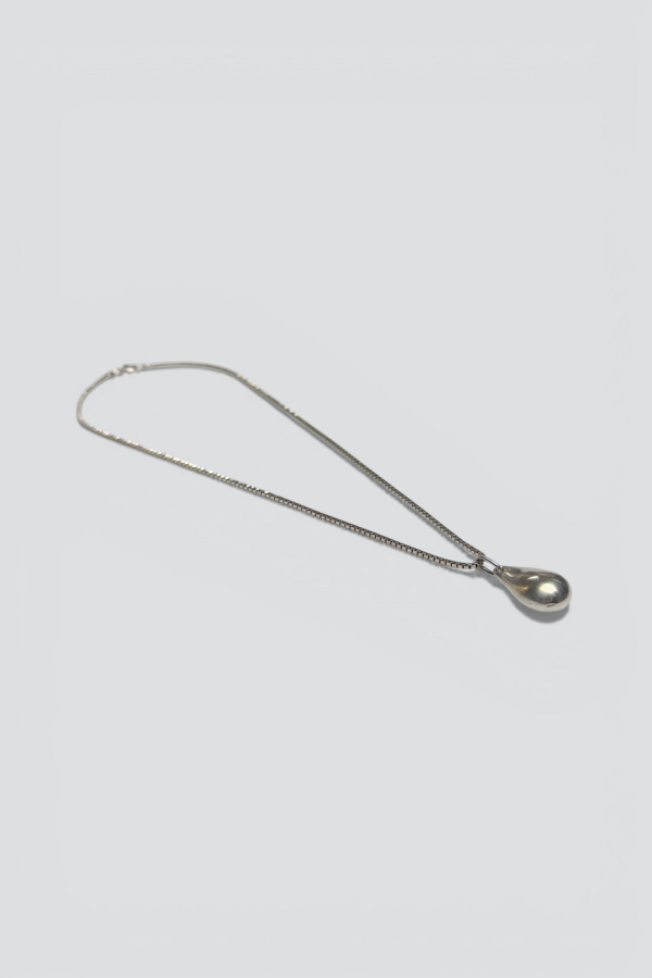 Heavy Teardrop Pendant Necklace - Sterling Silver
