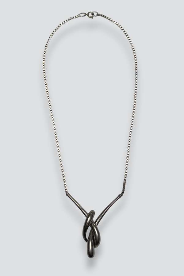 Vintage Knot Box Chain Necklace - Sterling Silver