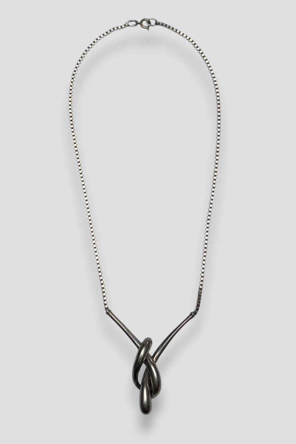 Vintage Knot Box Chain Necklace - Sterling Silver