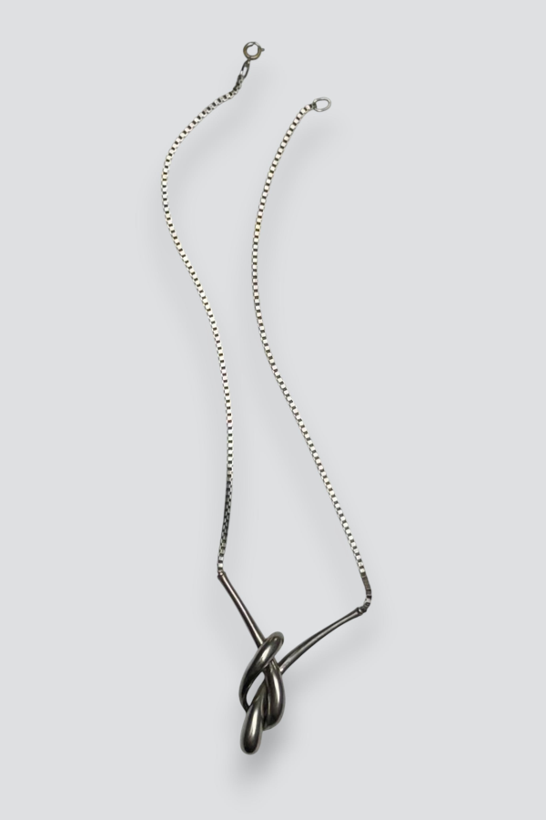 Vintage Knot Box Chain Necklace - Sterling Silver