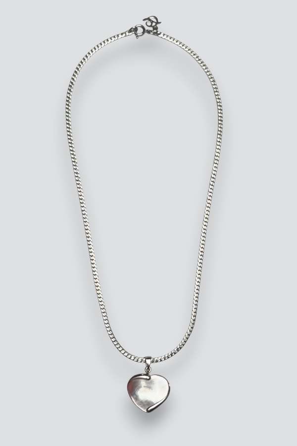Vintage Mother of Pearl Heart Necklace - Sterling Silver