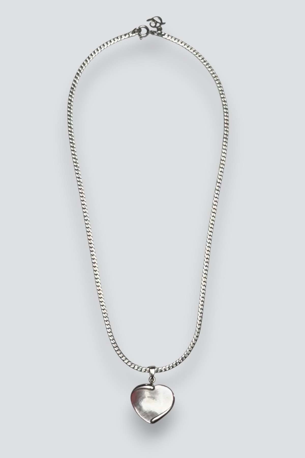 Vintage Mother of Pearl Heart Necklace - Sterling Silver - Image 1 of 3