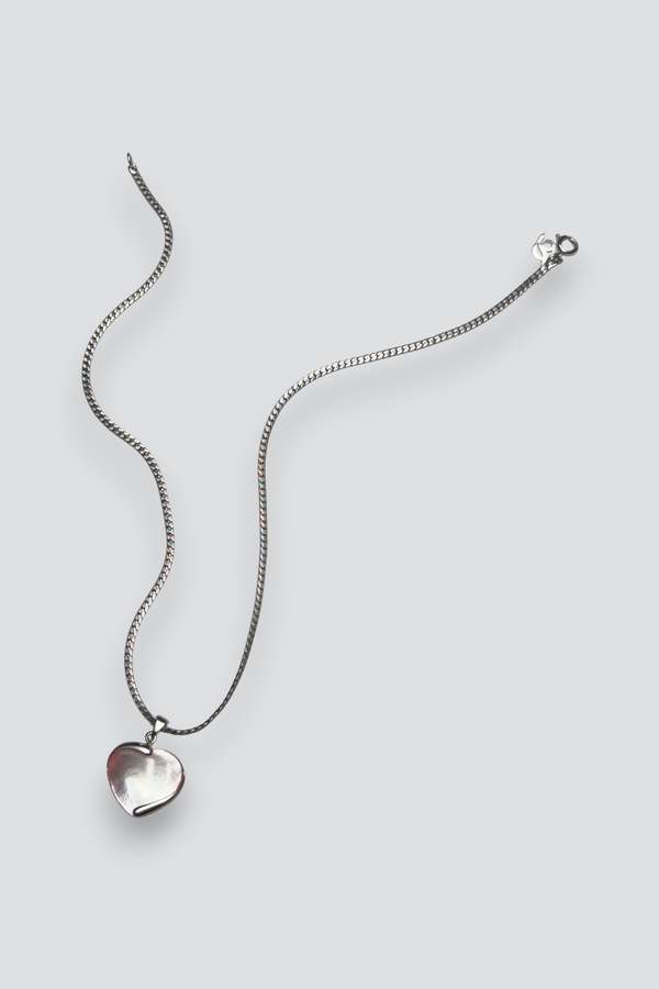 Vintage Mother of Pearl Heart Necklace - Sterling Silver