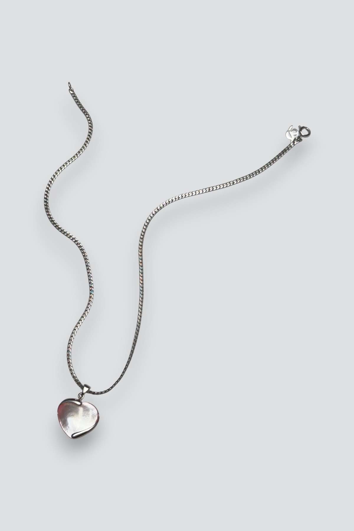 Vintage Mother of Pearl Heart Necklace - Sterling Silver - Image 3 of 3