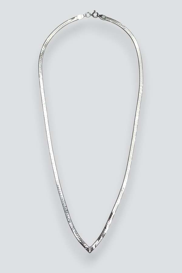 Vintage Pointed Herringbone Necklace - Sterling Silver