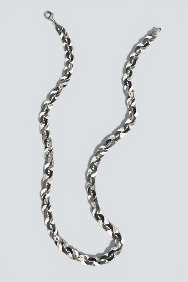 Vintage Twisted Sequin Chain Necklace - Sterling Silver