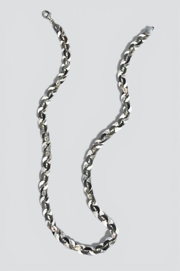 Vintage Twisted Sequin Chain Necklace - Sterling Silver