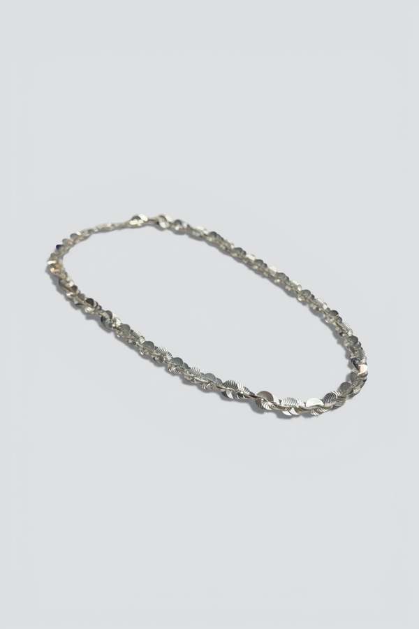 Vintage Twisted Sequin Chain Necklace - Sterling Silver