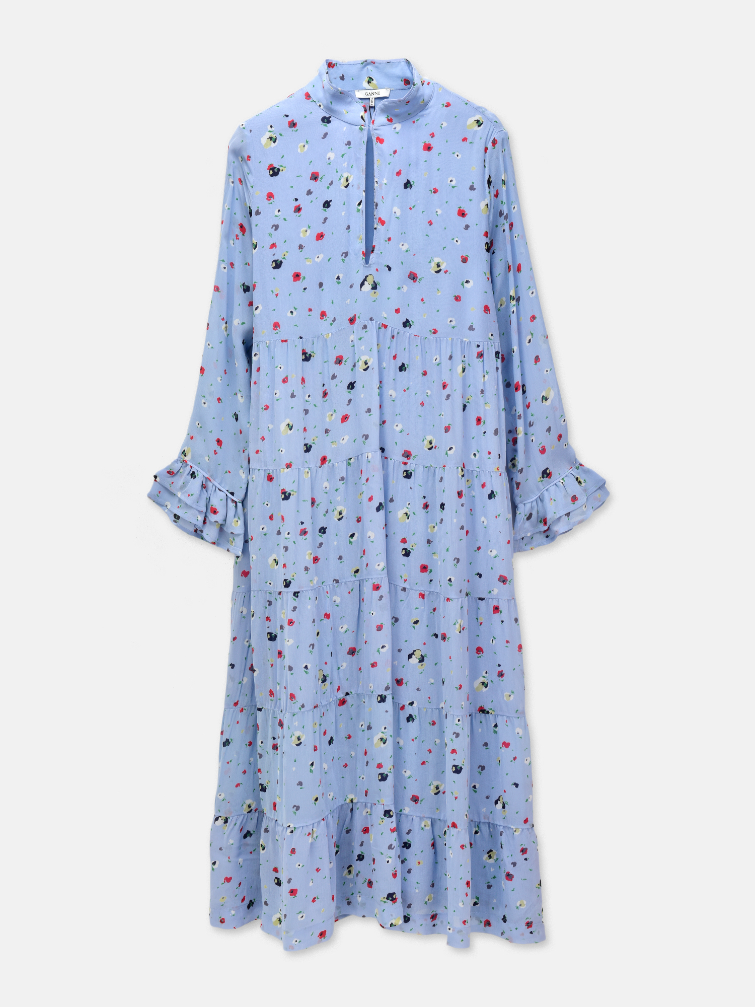 ganni blue georgette dress GANNI Georgette Pleated Midi Dress | Blue