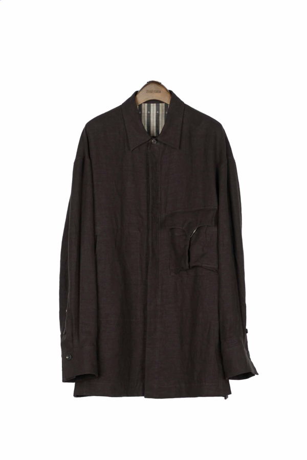 Ziggy Chen Linen Oversized Long Shirt - Brown