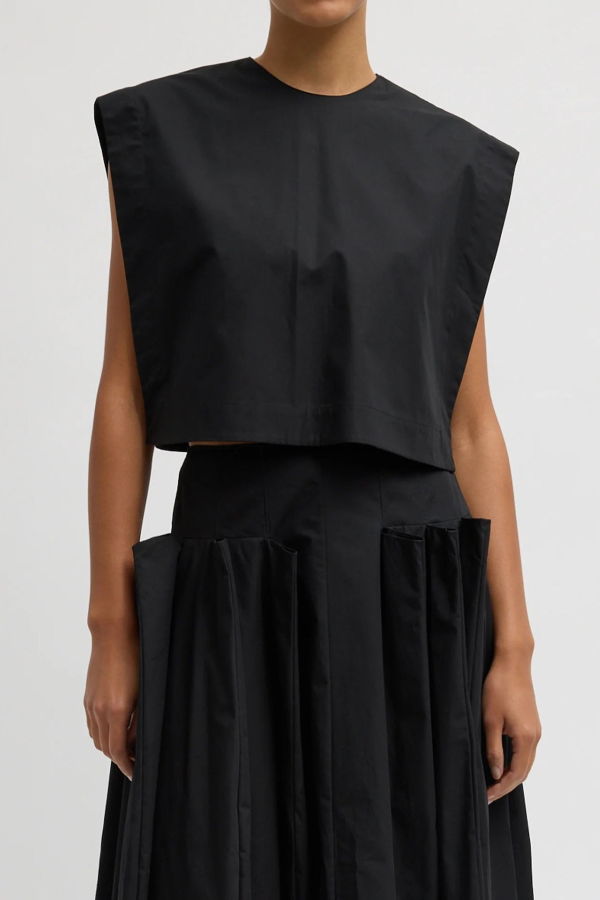 Tibi Compact Eco Poplin Cropped Square Top