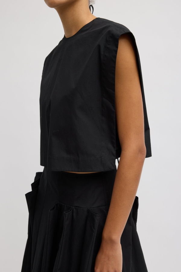 Tibi Compact Eco Poplin Cropped Square Top