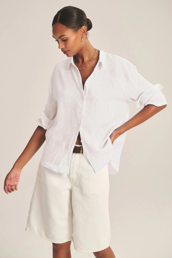 Velvet Brighton Linen Shirt - White