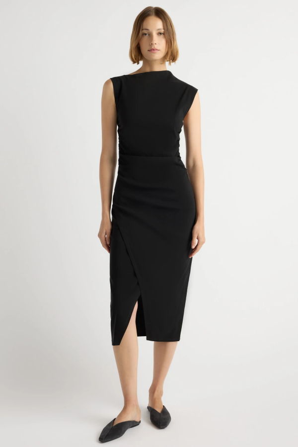 Modern Citizen Manon Asymmetric-Neck Ruched Dress