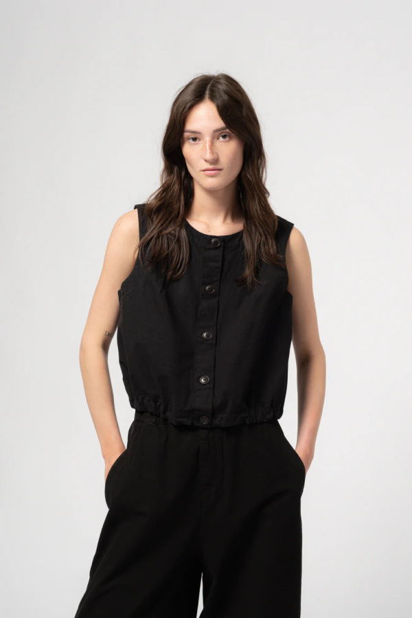 Girls of Dust Veston Cotton Linen Cropped Vest