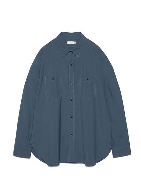 Nanamica Open Collar Cupra Hemp SS Shirt - Sax | Garmentory