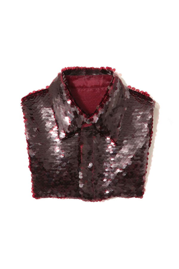 Undercover "Sequin Collar" Top - Bordeaux