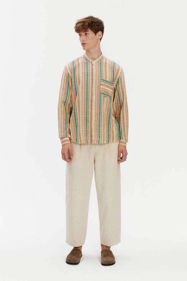 Delikatessen Zen Shirt in Striped Airy and Structural Cotton