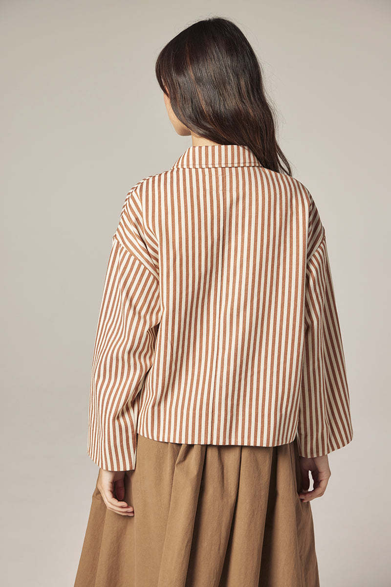 amente Stripe Button Down Jacket