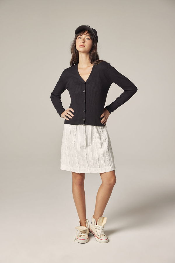 amente V Neck Rib Cardigan