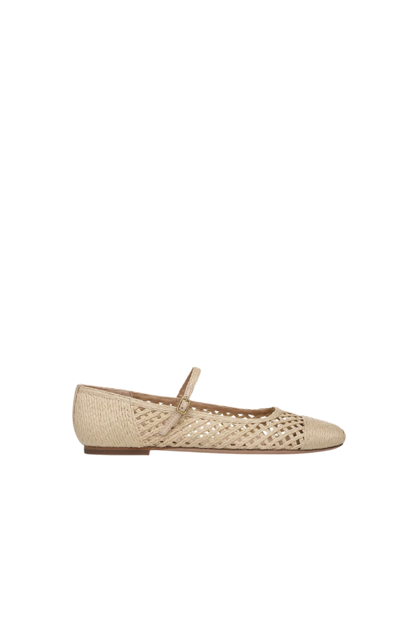 Veronica Beard Ellie Raffia Mary-Jane Flat - Natural Raffia