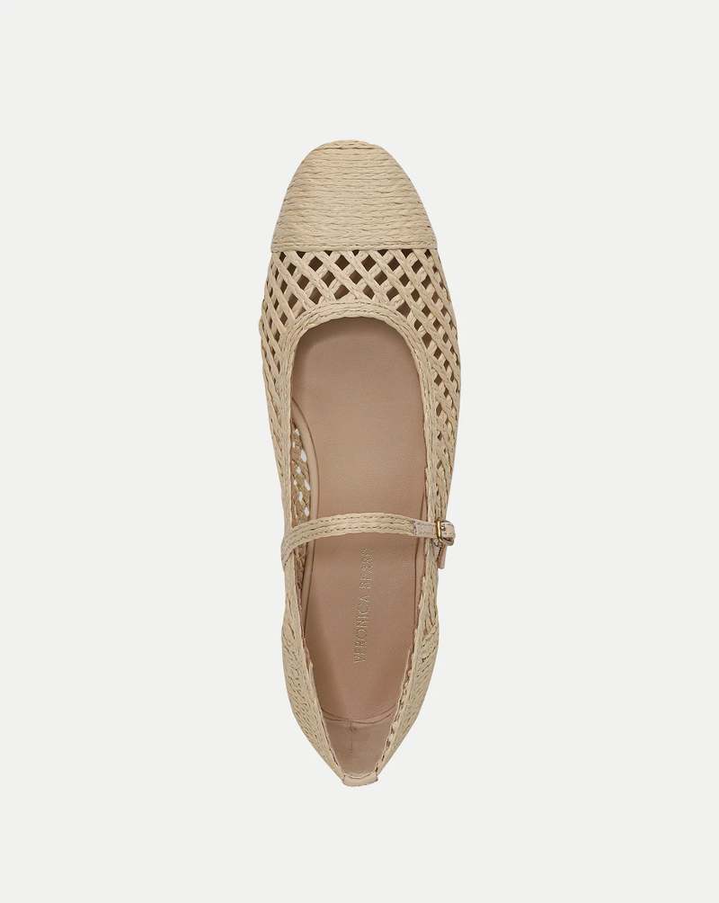 Veronica Beard Ellie Raffia Mary-Jane Flat - Natural Raffia