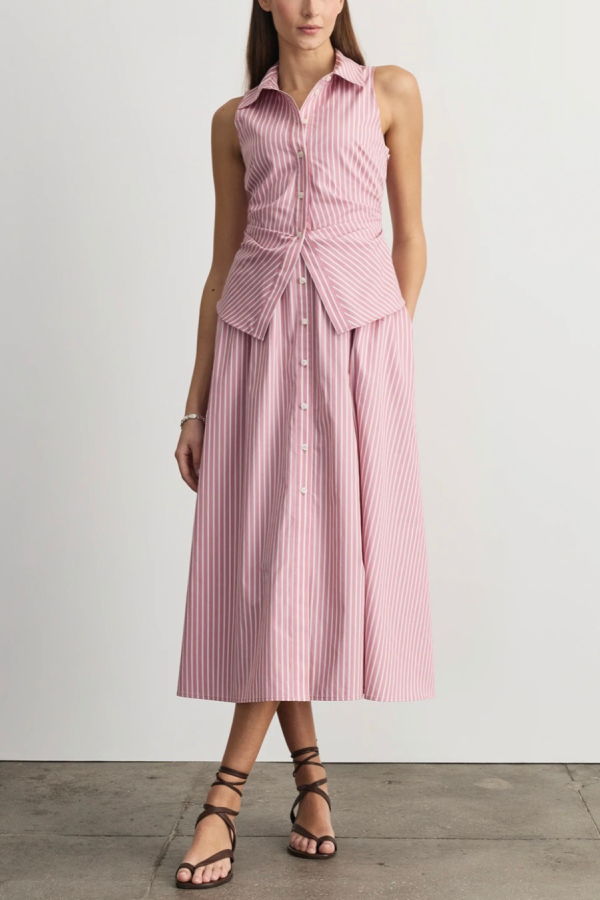 Tanya Taylor Hannah Dress - Vintage Rose / Optic White