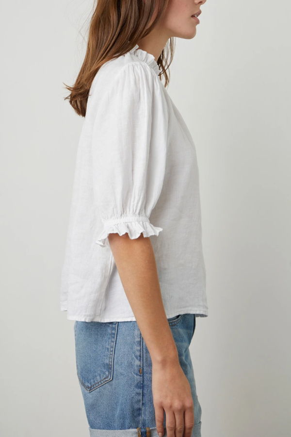 Velvet Rosabel Puff Sleeve Top - White