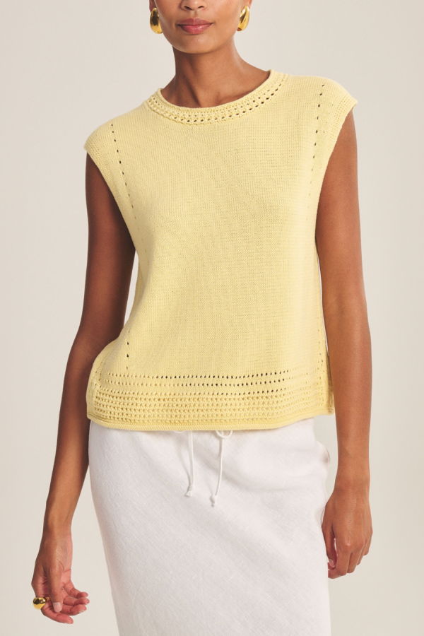 Velvet Vanny Cap Sleeve Crew Neck Top - Butter