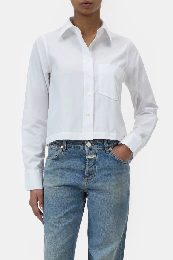 Closed Lace Detail Shirt - White