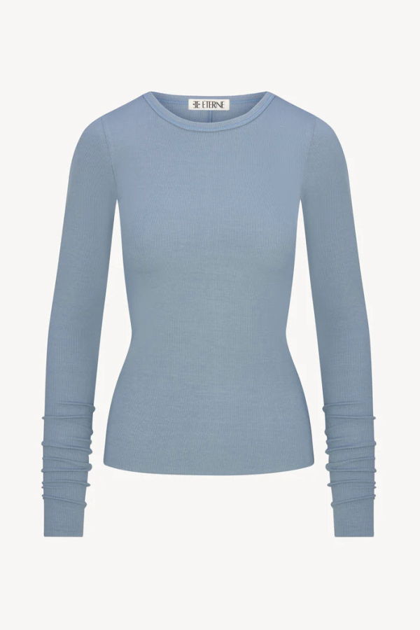 ÉTERNE Long Sleeve Fitted Top - Slate