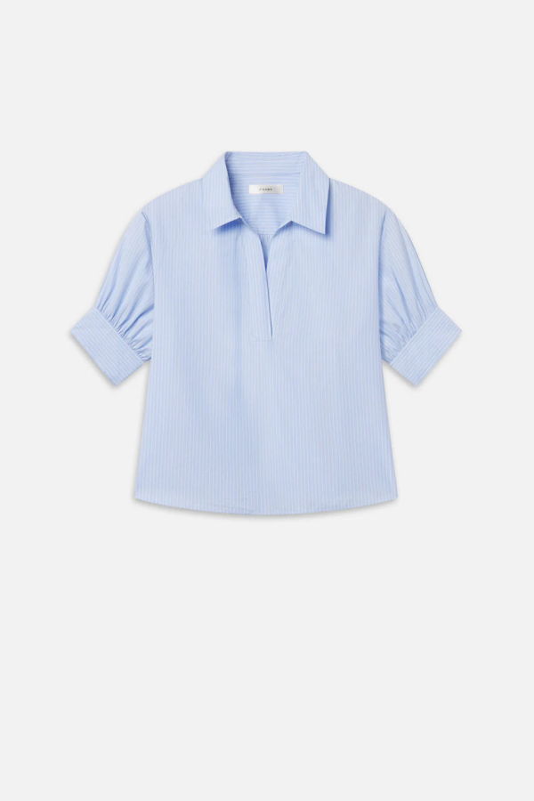 Frame The V-Neck Popover Top - Venice Blue