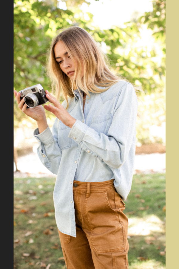 Marea Denim Western Shirt - Pale Wash