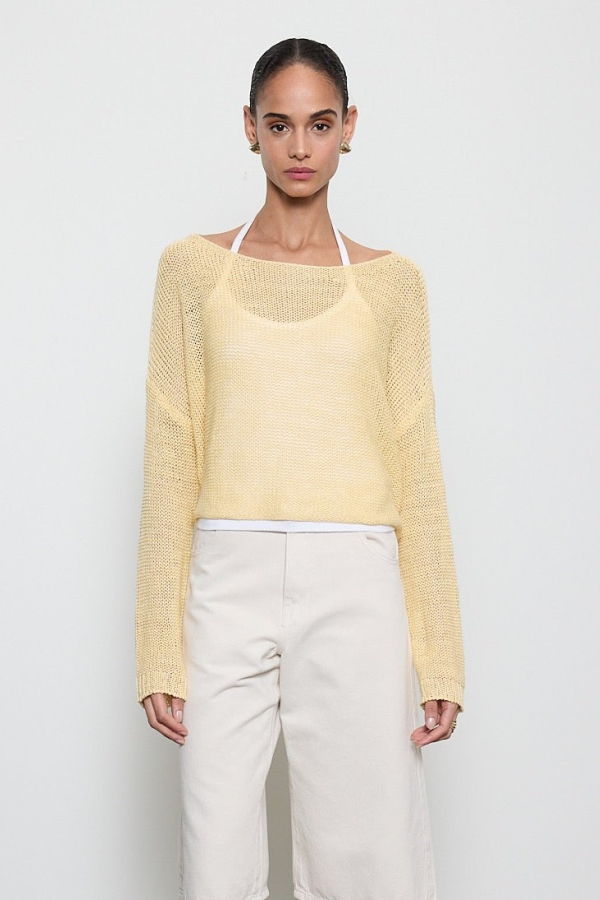 Enza Costa Open Knit Bateau Sweater