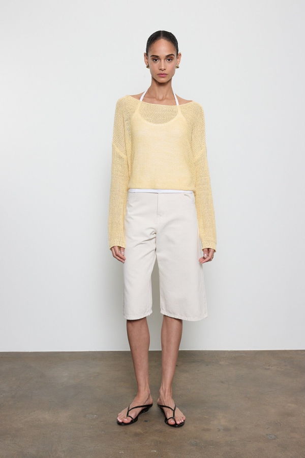 Enza Costa Open Knit Bateau Sweater
