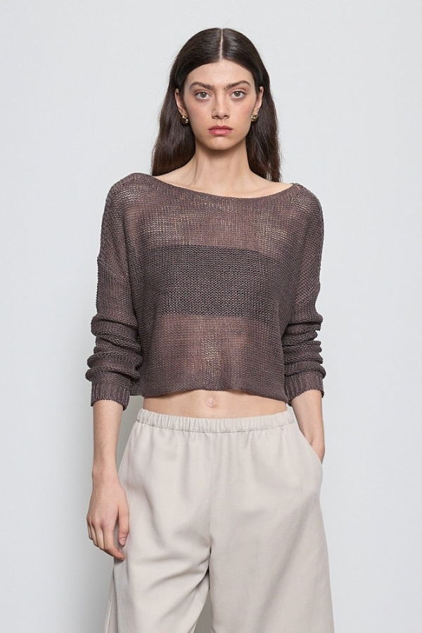 Enza Costa Open Knit Bateau Sweater