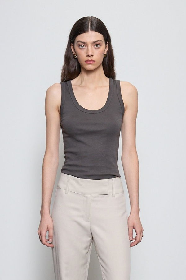 Enza Costa Supima Baby Rib Tank Top - Slate